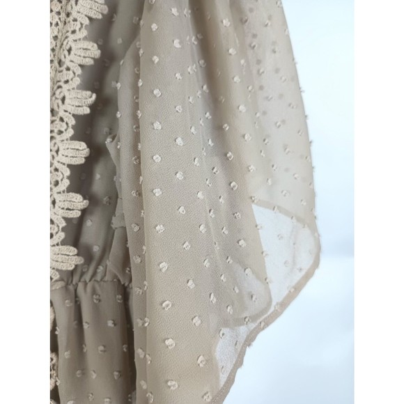 Farm Sz P Peasant Embroidered Tan Dress Semi sheer - Picture 5 of 10